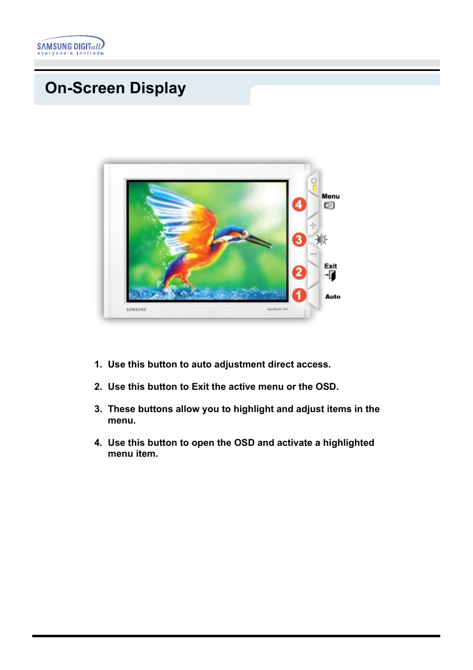 On-screen display | Samsung 181T User Manual | Page 36 / 69