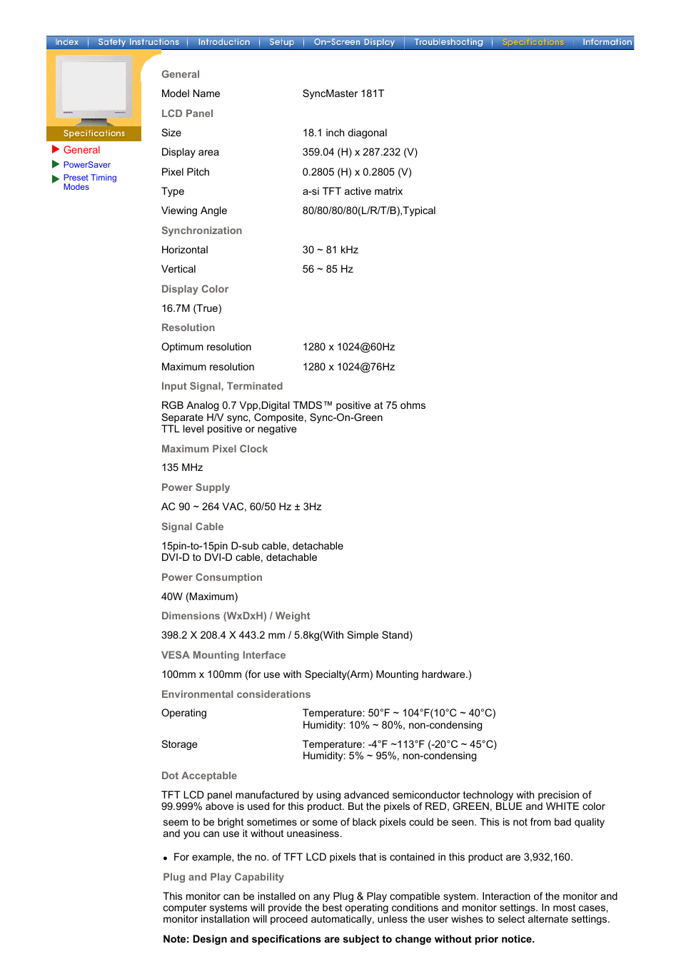 Syncmaster 181t | Samsung 181T User Manual | Page 45 / 69
