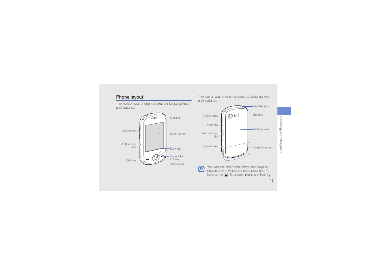 Phone layout | Samsung Genoa User Manual | Page 20 / 70