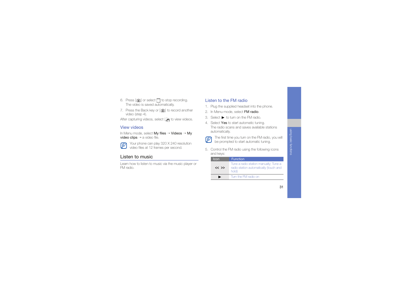 Listen to music | Samsung Genoa User Manual | Page 38 / 70