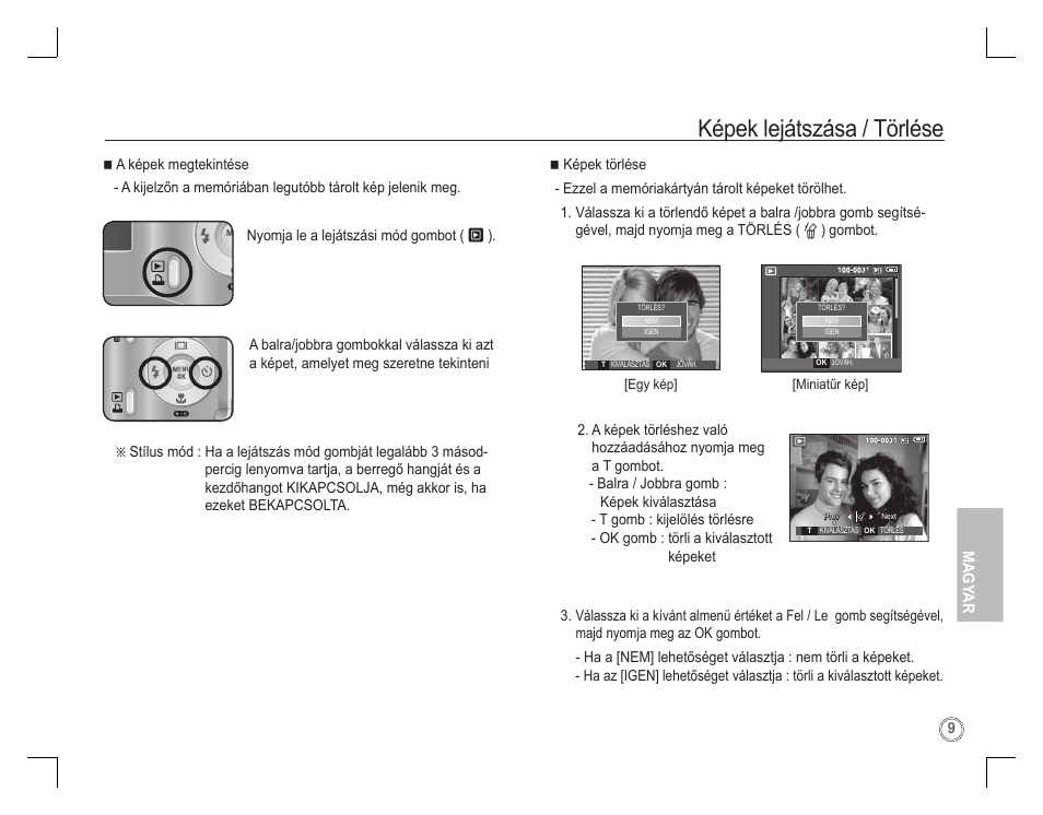 Képek lejátszása / törlése, Magy ar | Samsung D760 User Manual | Page 122 / 162