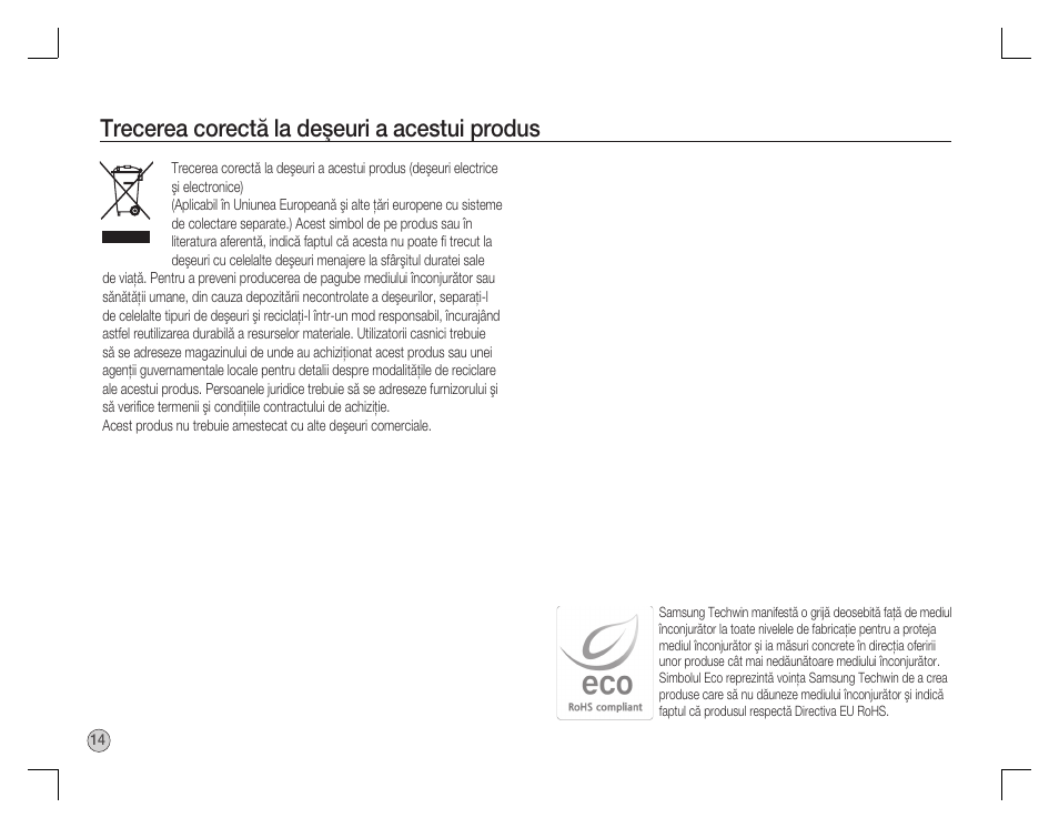 Trecerea corectă la deşeuri a acestui produs | Samsung D760 User Manual | Page 143 / 162