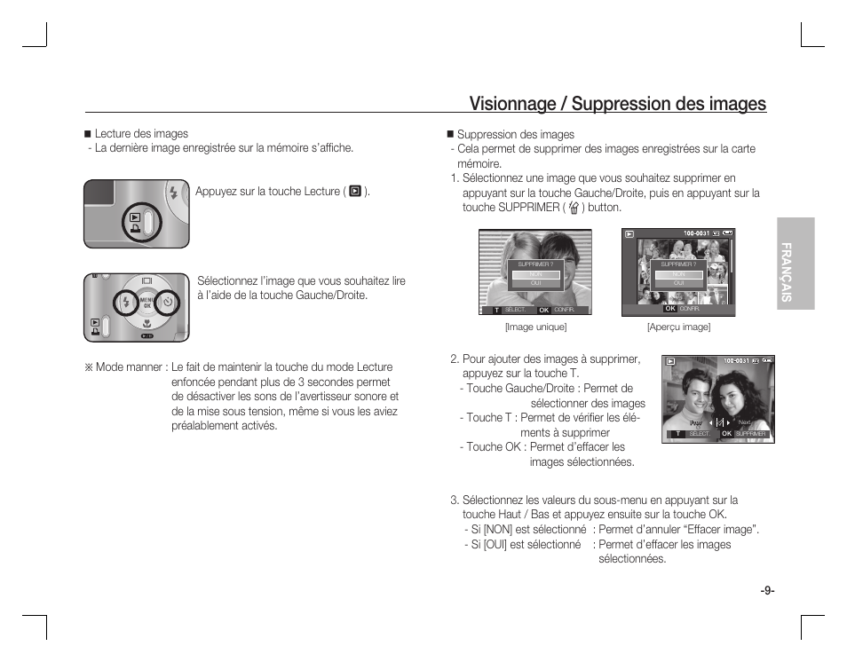 Visionnage / suppression des images, Français | Samsung D760 User Manual | Page 42 / 162