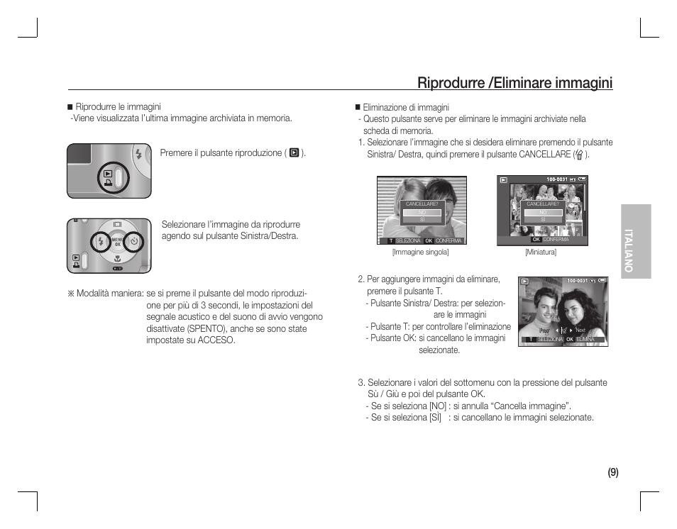 Riprodurre /eliminare immagini, It aliano | Samsung D760 User Manual | Page 58 / 162