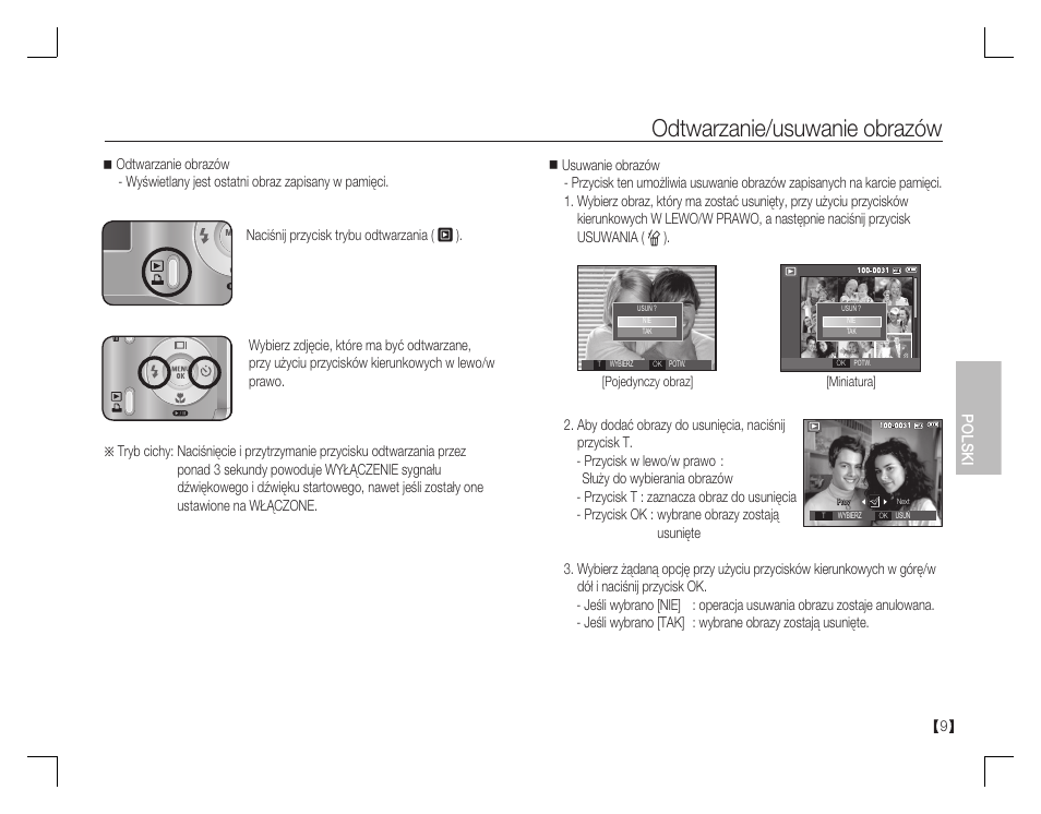 Odtwarzanie/usuwanie obrazów | Samsung D760 User Manual | Page 74 / 162