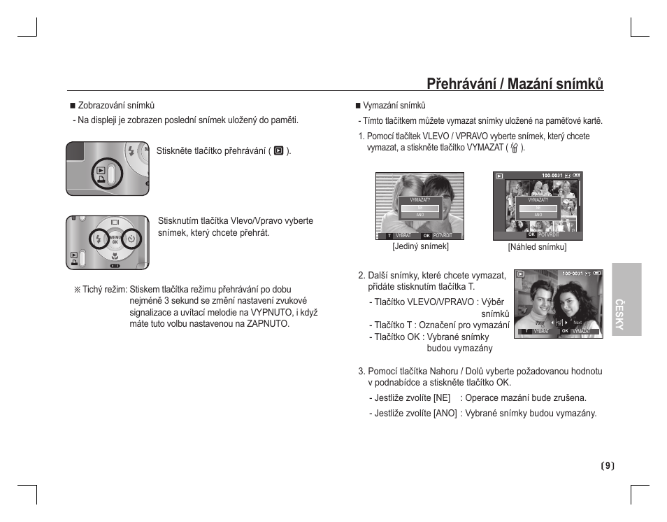 Přehrávání / mazání snímků, Česky | Samsung D760 User Manual | Page 90 / 162
