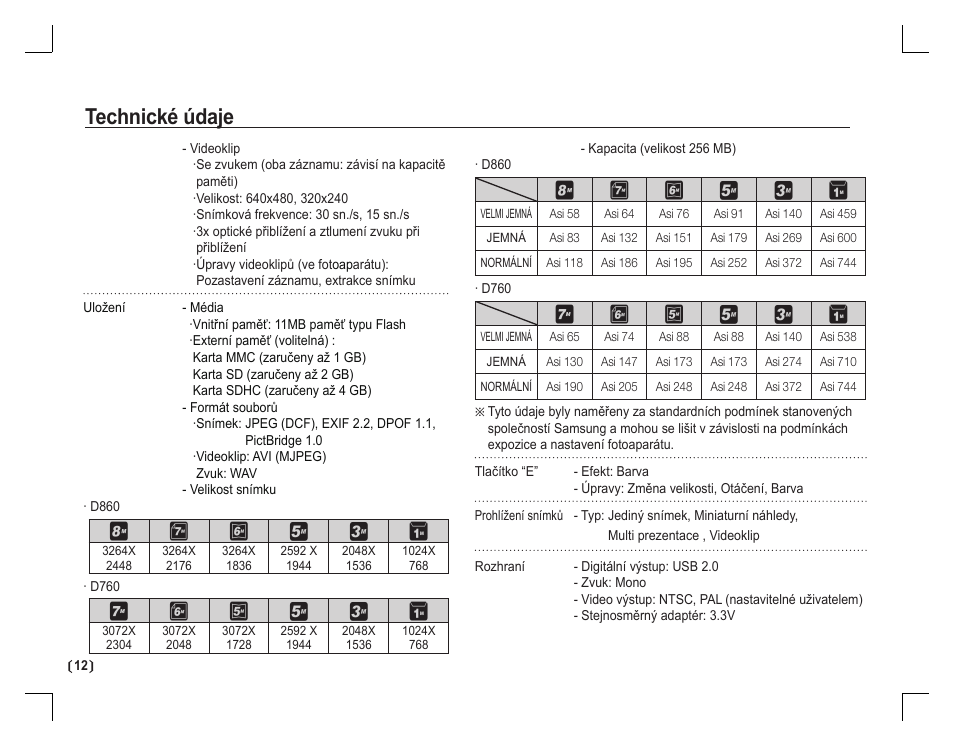 Technické údaje | Samsung D760 User Manual | Page 93 / 162