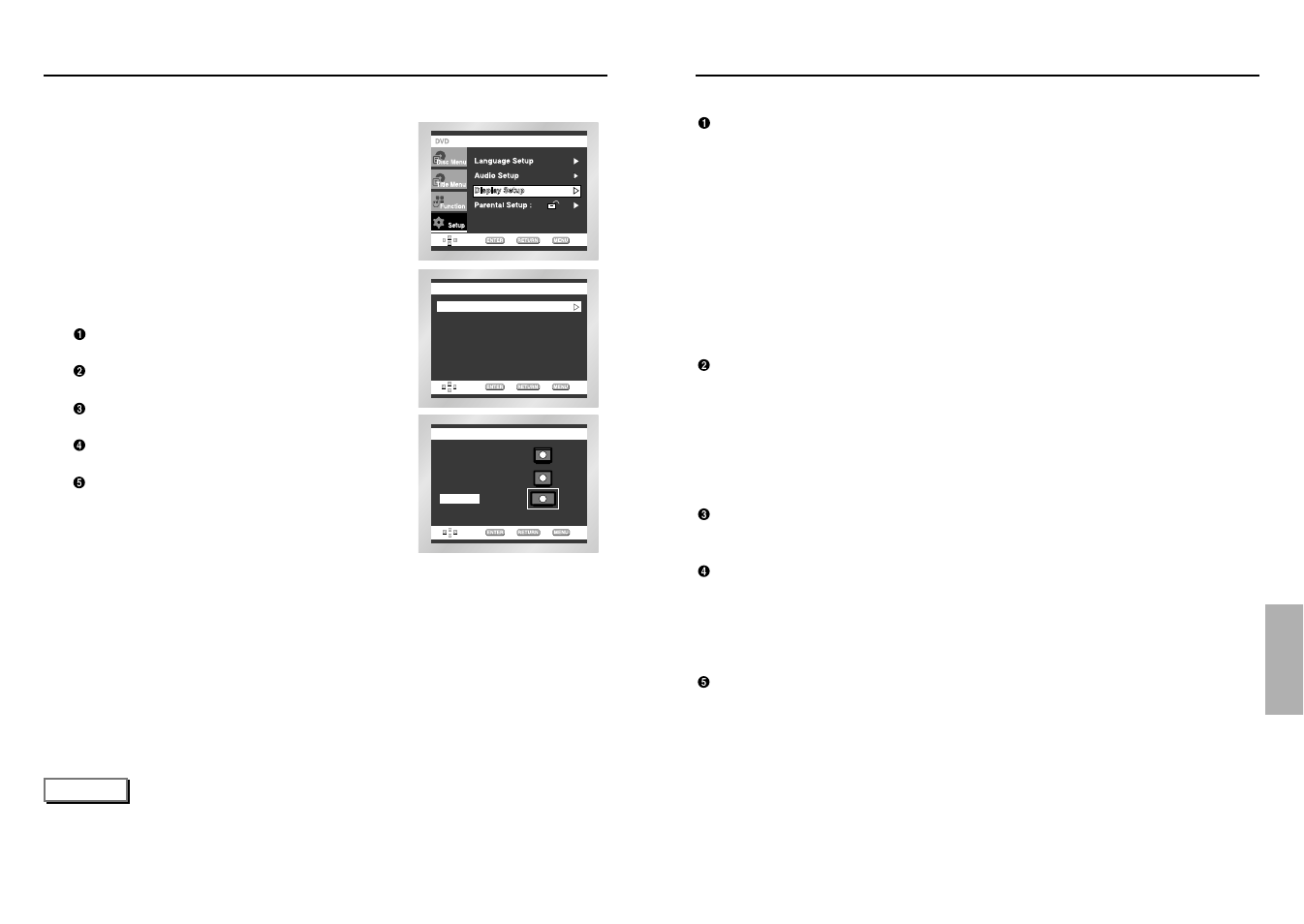 Setting up the display options | Samsung DVD-C631P User Manual | Page 22 / 24