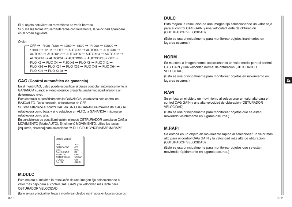 Dulc, Norm, Rápi | M.rápi, M.dulc | Samsung SCC-643(P) User Manual | Page 104 / 140