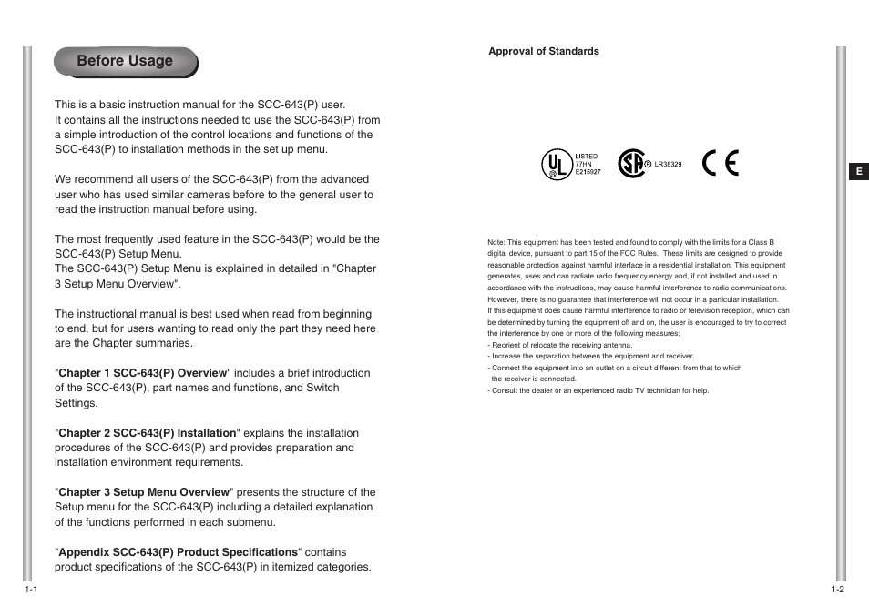 Before usage | Samsung SCC-643(P) User Manual | Page 3 / 140