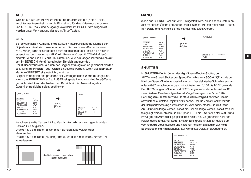 Manu, Shutter | Samsung SCC-643(P) User Manual | Page 47 / 140