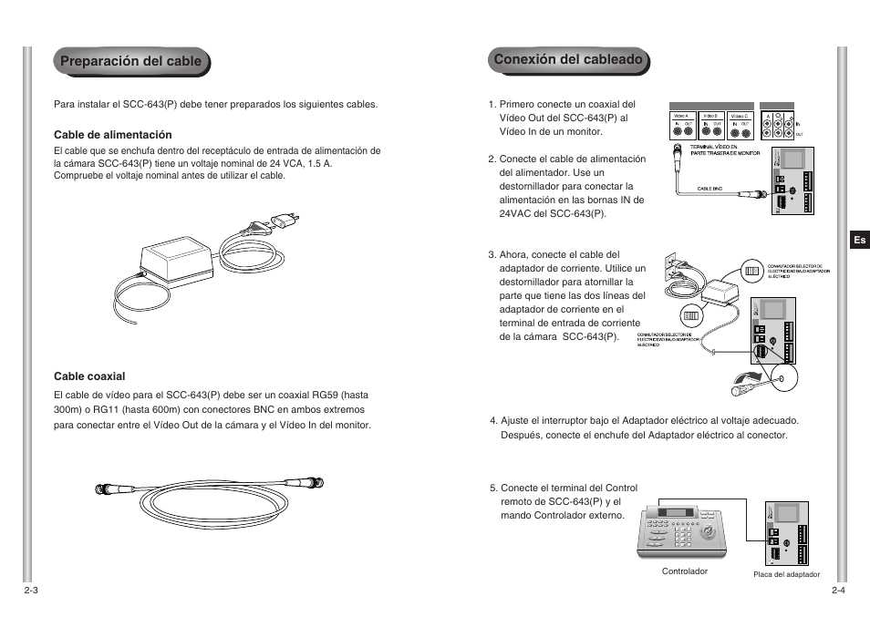 Conexión del cableado, Preparación del cable | Samsung SCC-643(P) User Manual | Page 96 / 140