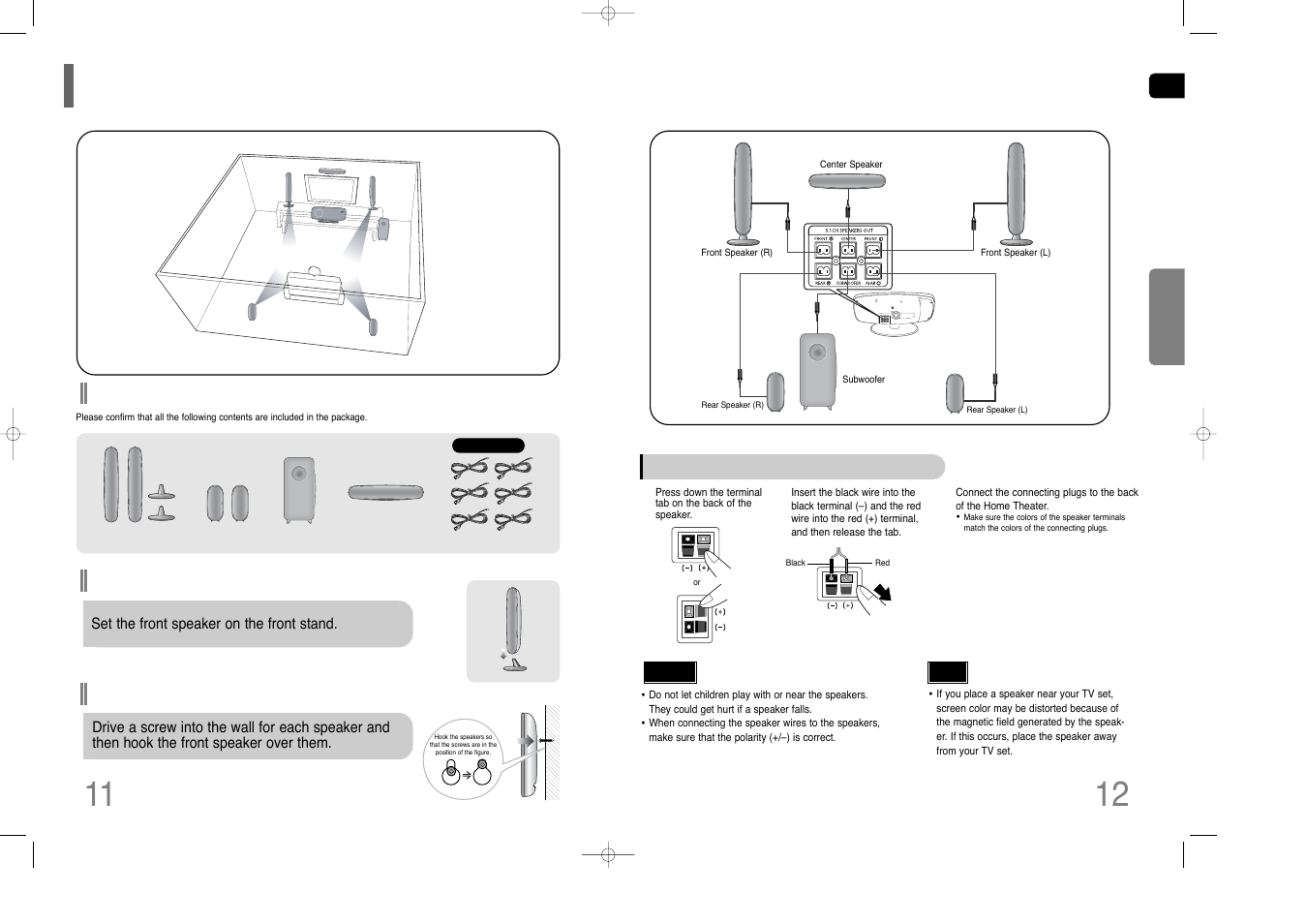 Before connecting the speakers | Samsung HT-XQ100  EN User Manual | Page 7 / 39