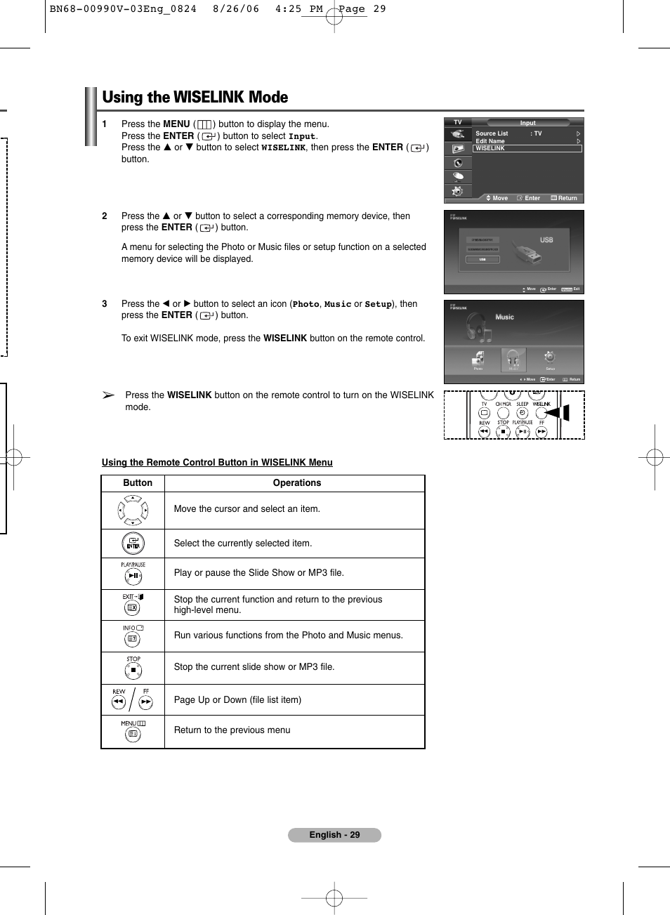 Using the wiselink mode | Samsung BN68-00990V-03 User Manual | Page 29 / 56