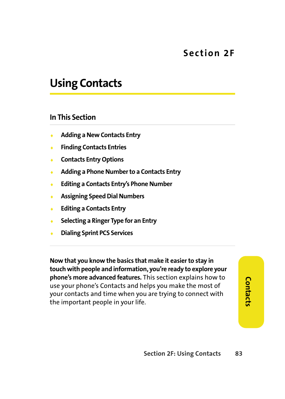 Using contacts, 2f. using contacts, Co n ta ct s | Samsung A580 User Manual | Page 101 / 197