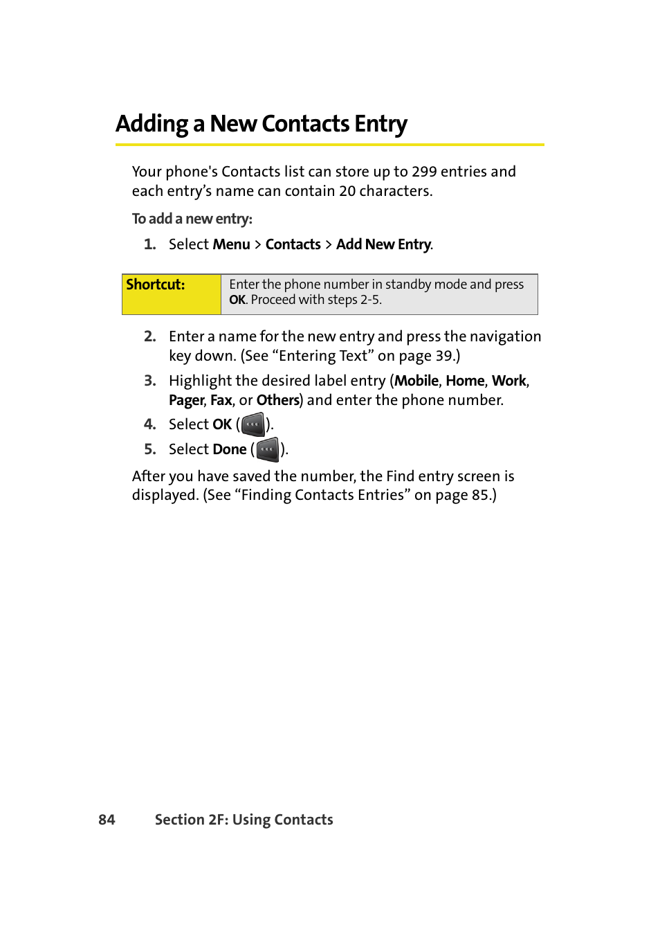 Adding a new contacts entry | Samsung A580 User Manual | Page 102 / 197