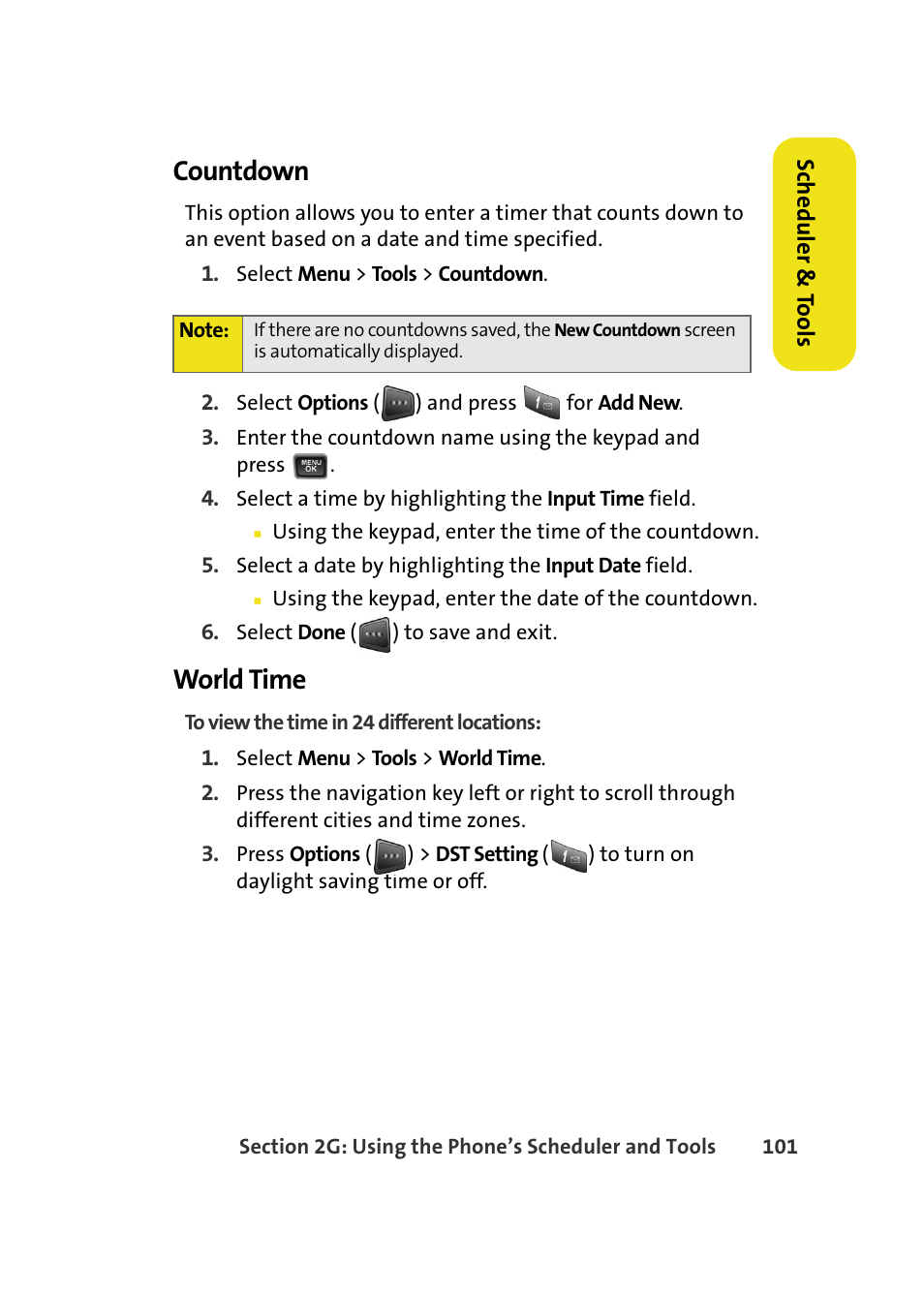 Countdown, World time | Samsung A580 User Manual | Page 119 / 197