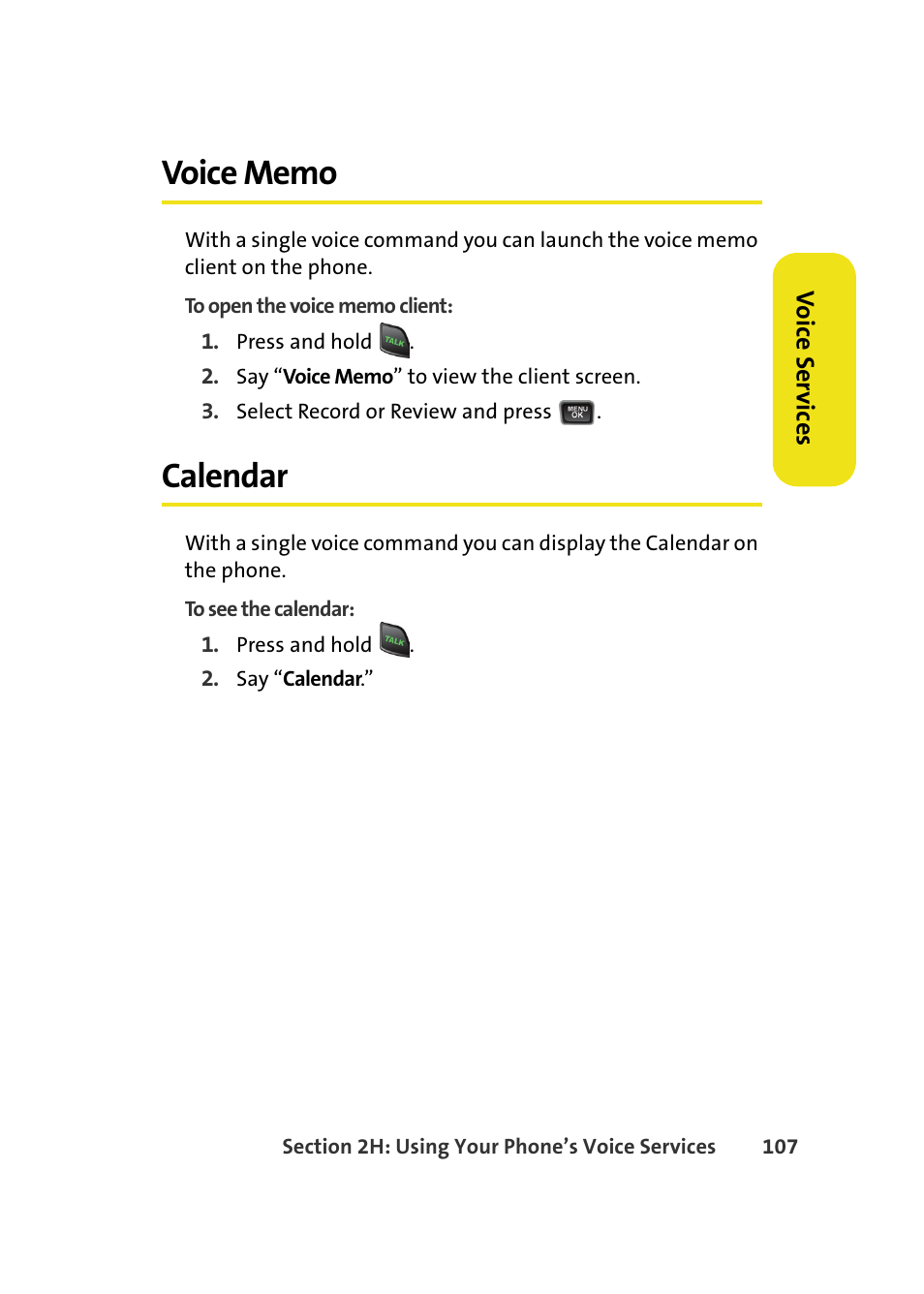 Voice memo, Calendar | Samsung A580 User Manual | Page 125 / 197