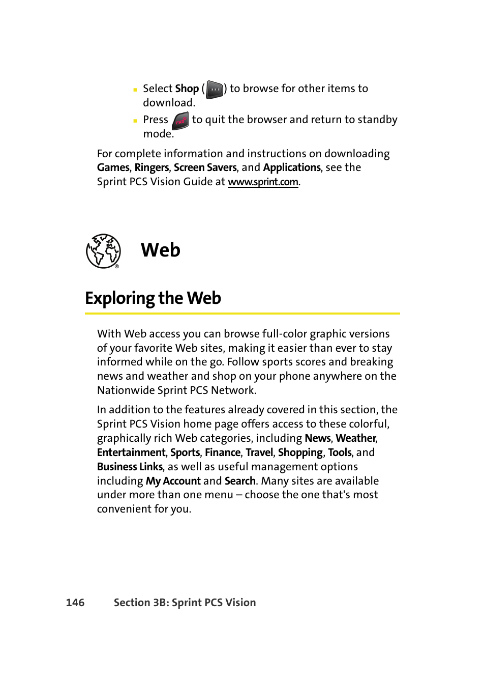 Exploring the web | Samsung A580 User Manual | Page 164 / 197