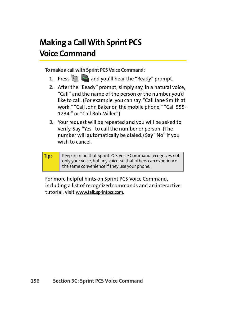 Making a call with sprint pcs voice command | Samsung A580 User Manual | Page 174 / 197