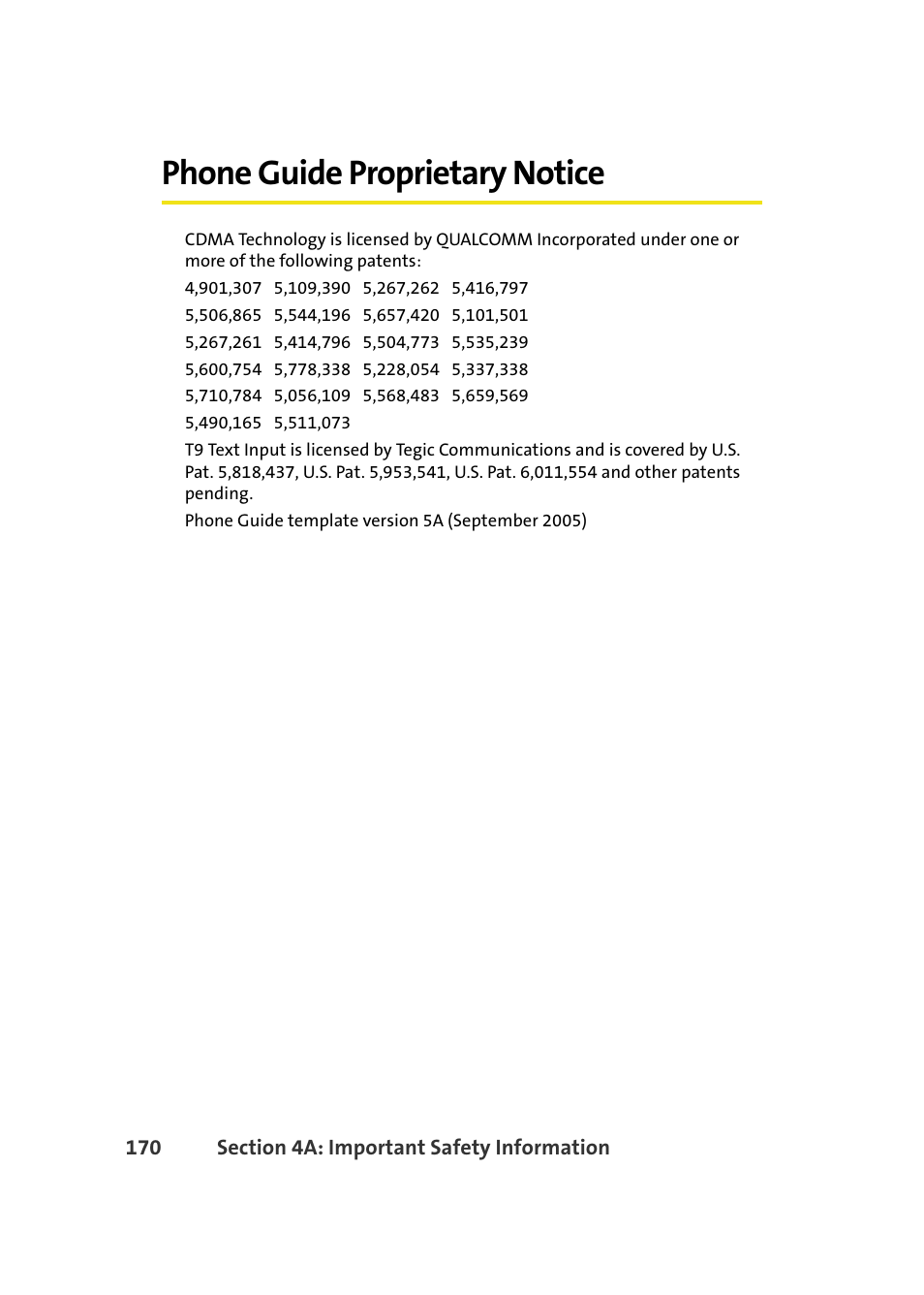 Phone guide proprietary notice | Samsung A580 User Manual | Page 188 / 197
