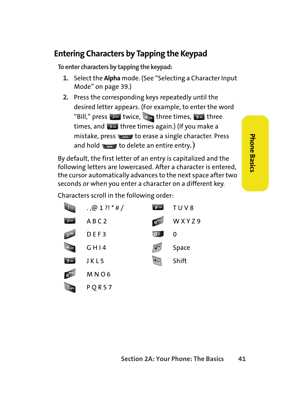 Entering characters by tapping the keypad | Samsung A580 User Manual | Page 59 / 197
