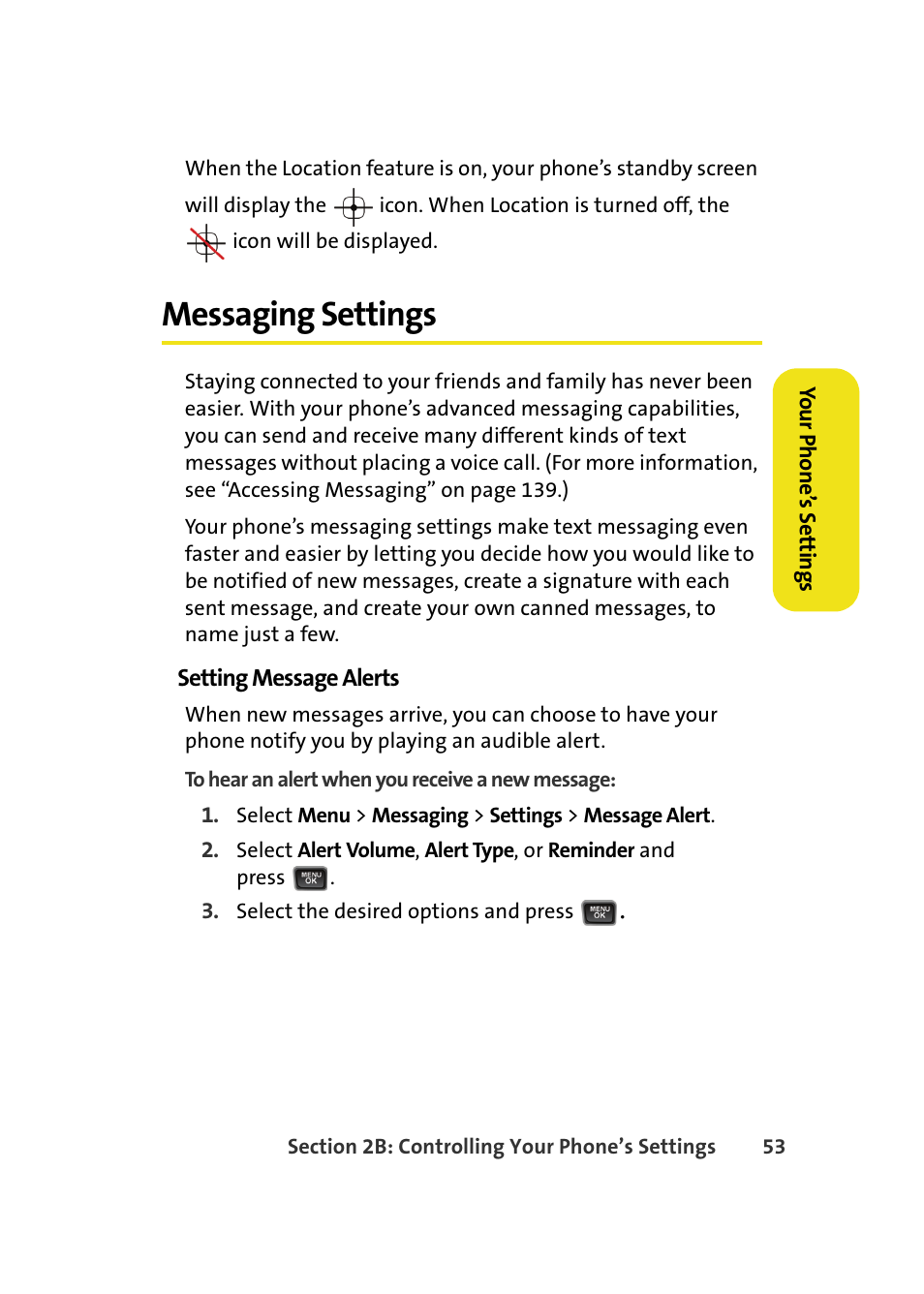 Messaging settings | Samsung A580 User Manual | Page 71 / 197