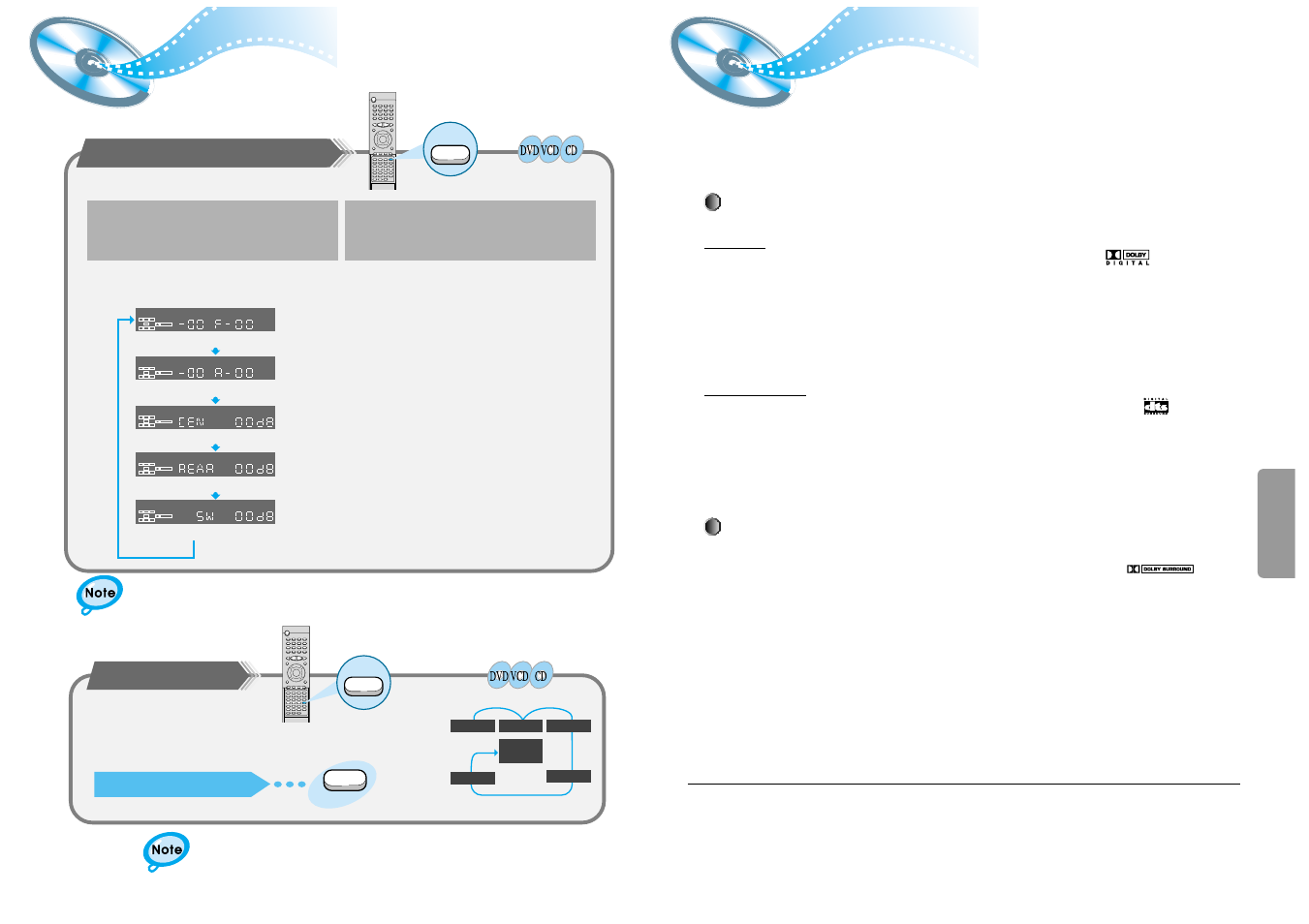 To set up speaker balance, Creating realistic sound fields | Samsung 20041112183630062 User Manual | Page 19 / 25
