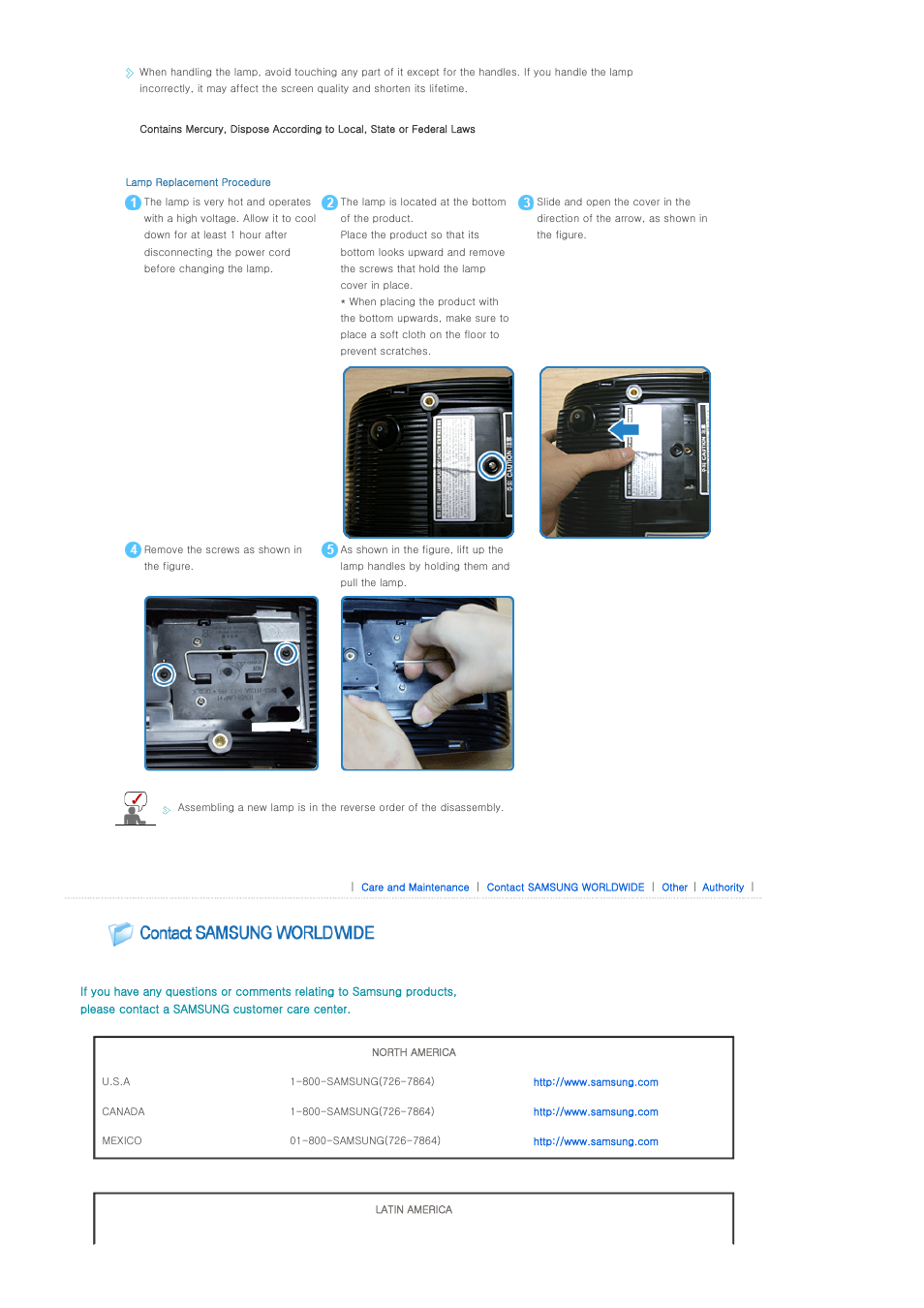 Contact samsung worldwide | Samsung SP-D400S User Manual | Page 33 / 38