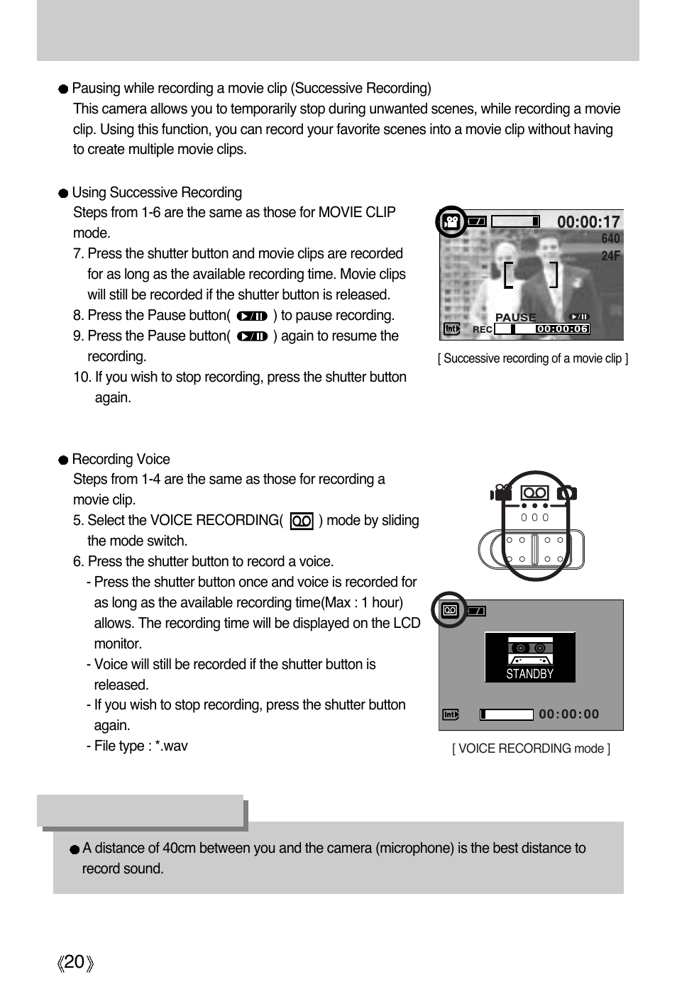 Starting the recording mode, Information | Samsung Digimax A4 User Manual | Page 20 / 108