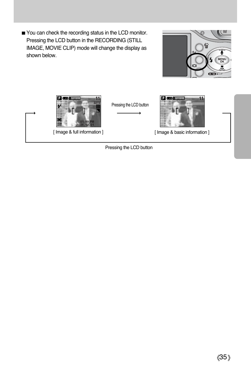 Lcd button | Samsung Digimax A4 User Manual | Page 35 / 108