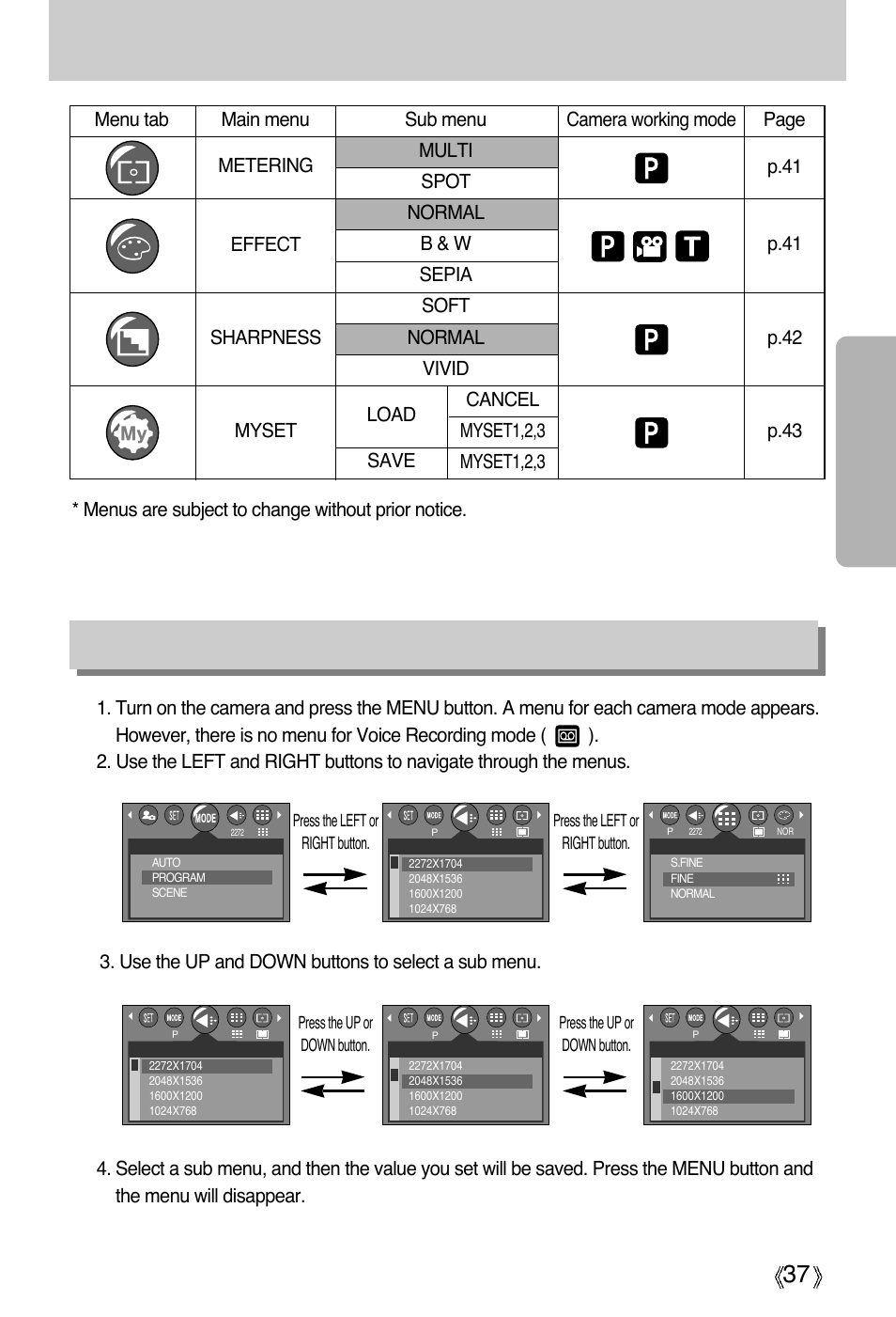 How to use the menu | Samsung Digimax A4 User Manual | Page 37 / 108