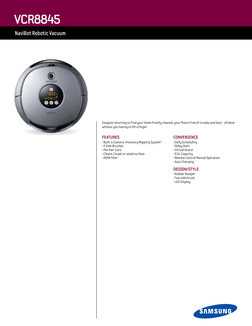 Samsung VCR8845 User Manual | 2 pages