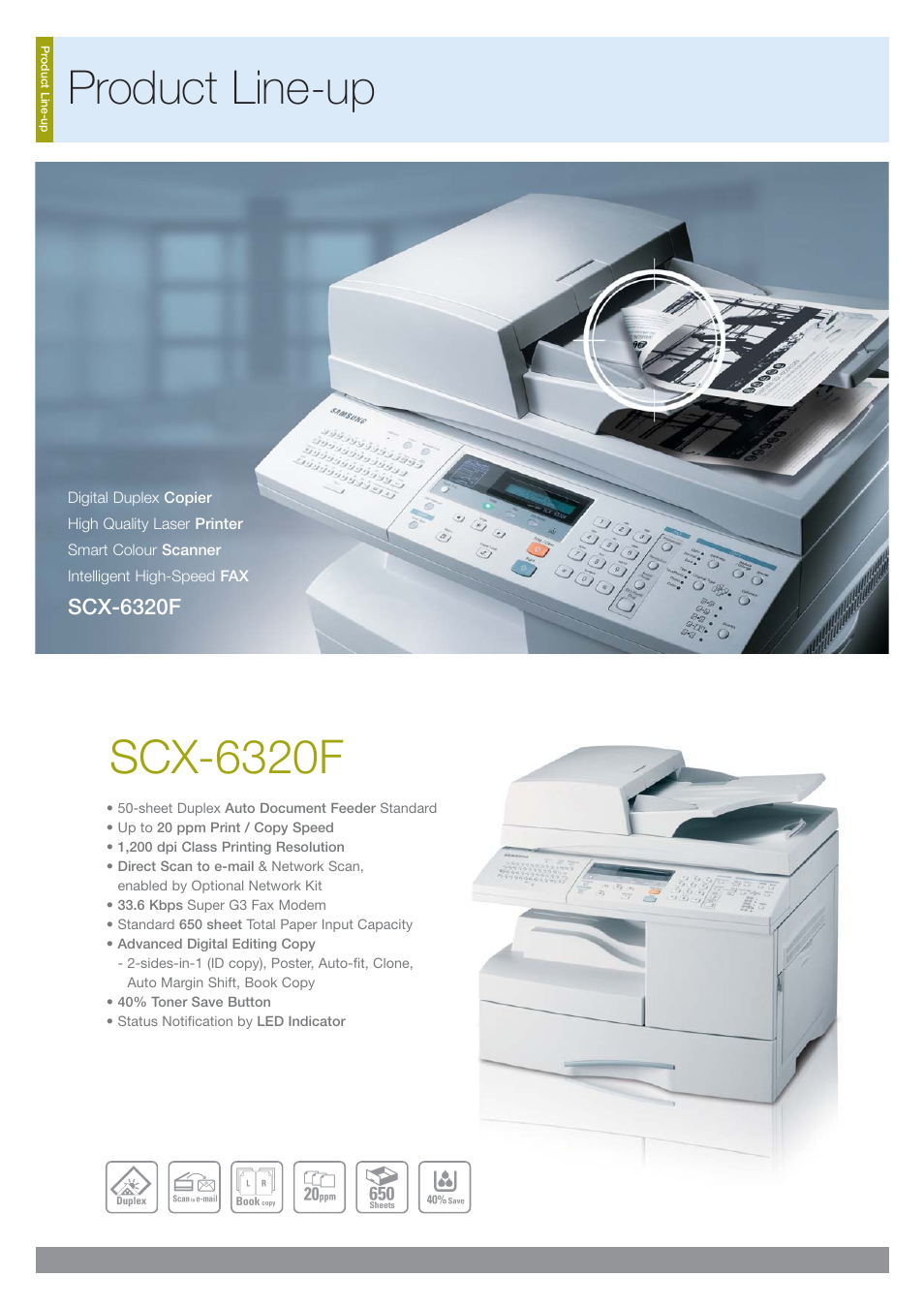 Scx-6320f, Product line-up | Samsung SCX-6345N User Manual | Page 24 / 32