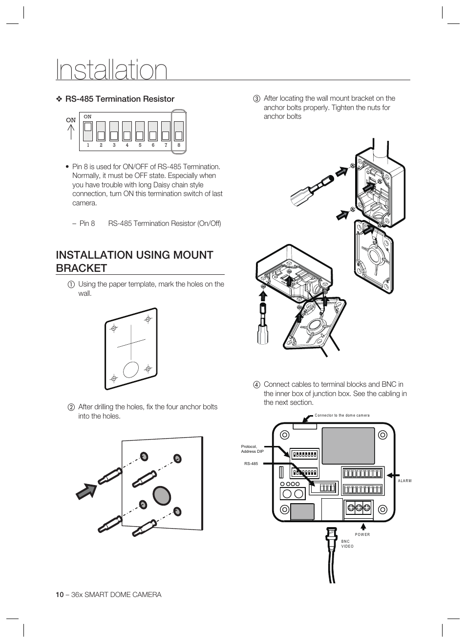 Installation, Installation using mount bracket | Samsung SCC-C7478 User Manual | Page 10 / 33