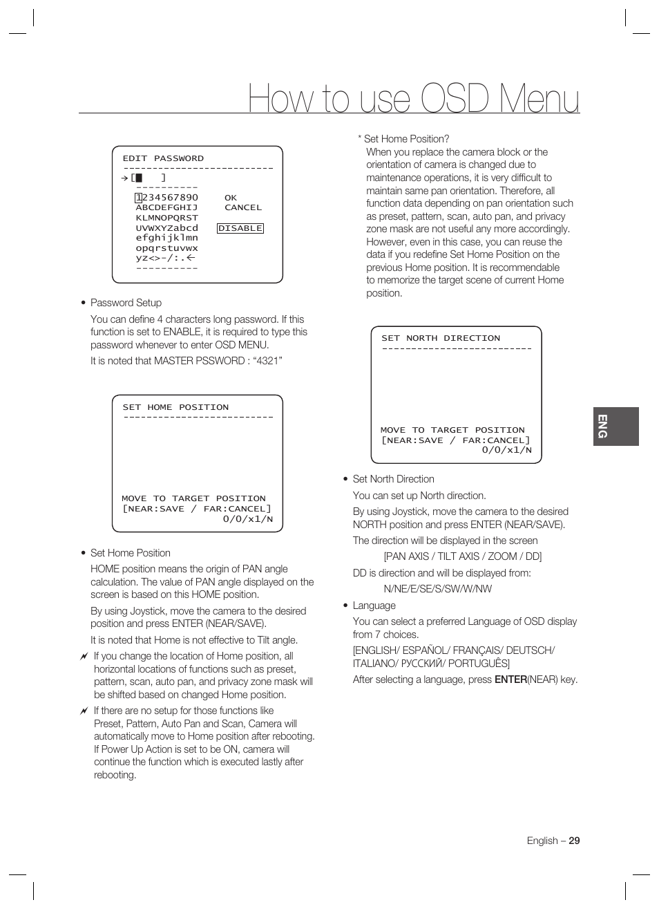How to use osd menu | Samsung SCC-C7478 User Manual | Page 29 / 33