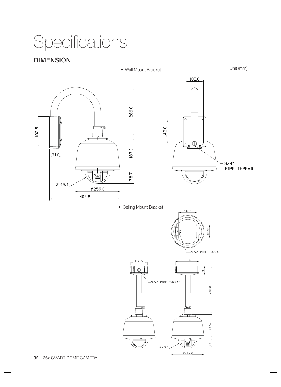 Specifi cations | Samsung SCC-C7478 User Manual | Page 32 / 33