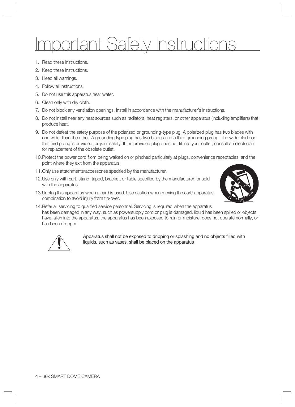 Important safety instructions | Samsung SCC-C7478 User Manual | Page 4 / 33
