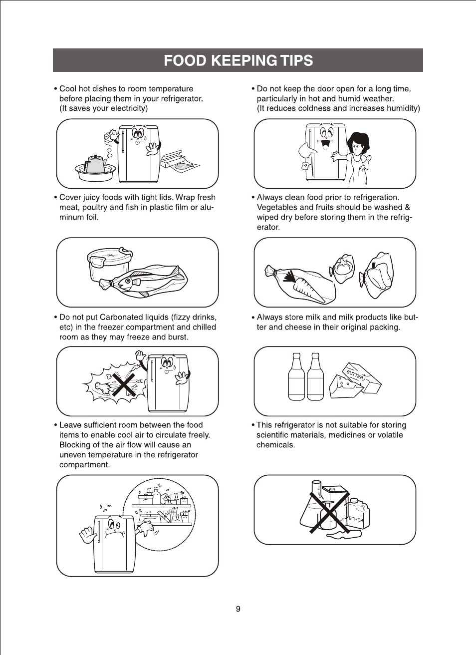 Food keeping tips | Samsung RA 18 User Manual | Page 10 / 16