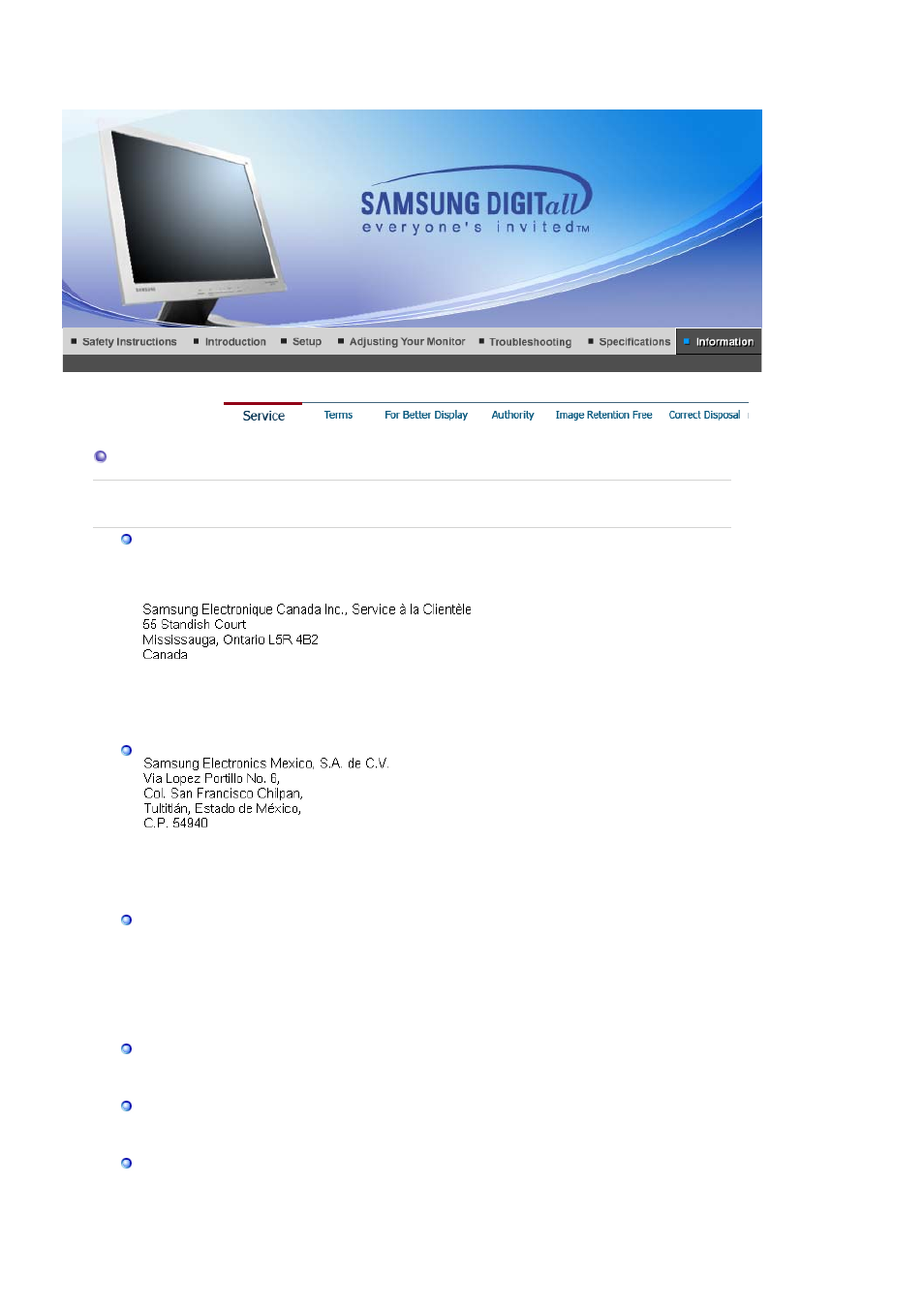 Service, Terms | Samsung SYNCMASTER 901B User Manual | Page 102 / 111