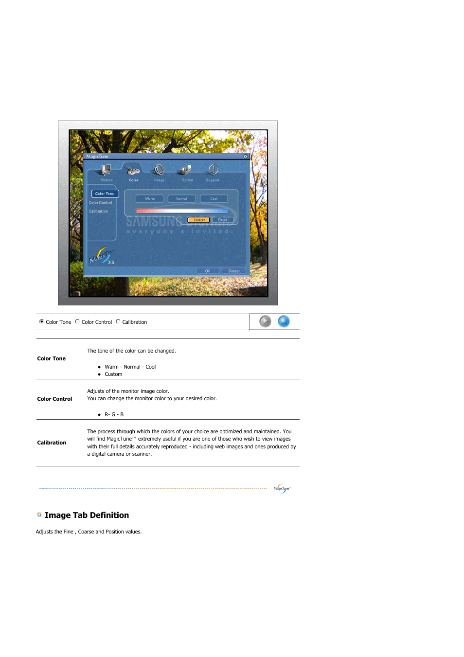 Image tab definition | Samsung SYNCMASTER 901B User Manual | Page 57 / 111