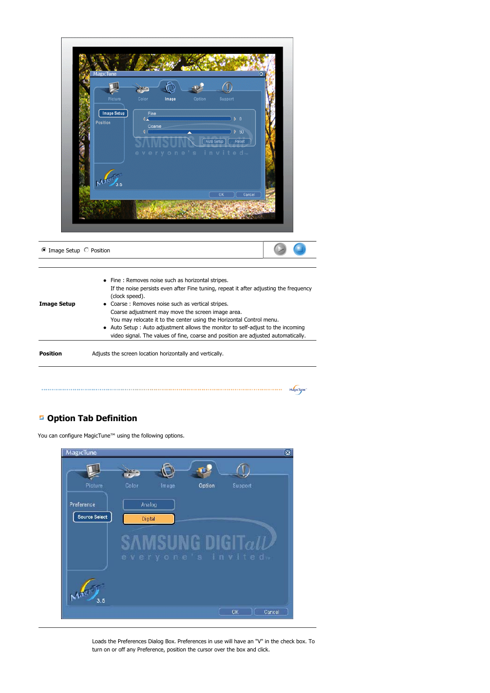 Option tab definition | Samsung SYNCMASTER 901B User Manual | Page 58 / 111