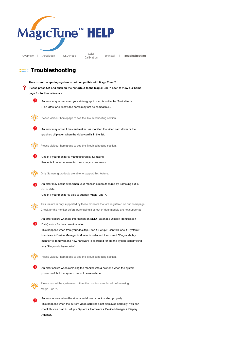 Troubleshooting | Samsung SYNCMASTER 901B User Manual | Page 64 / 111