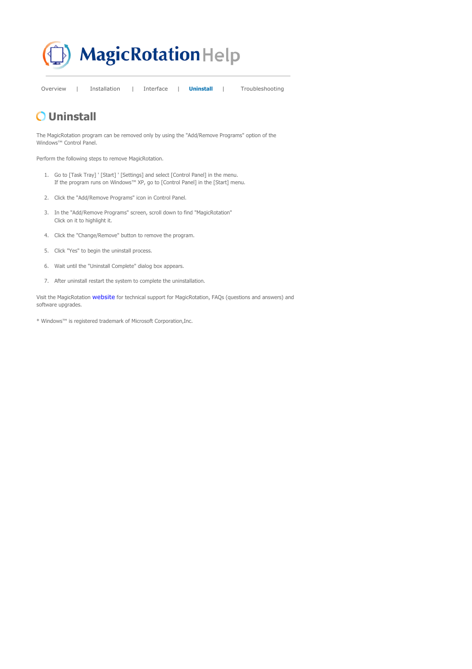 Uninstall | Samsung SYNCMASTER 901B User Manual | Page 76 / 111
