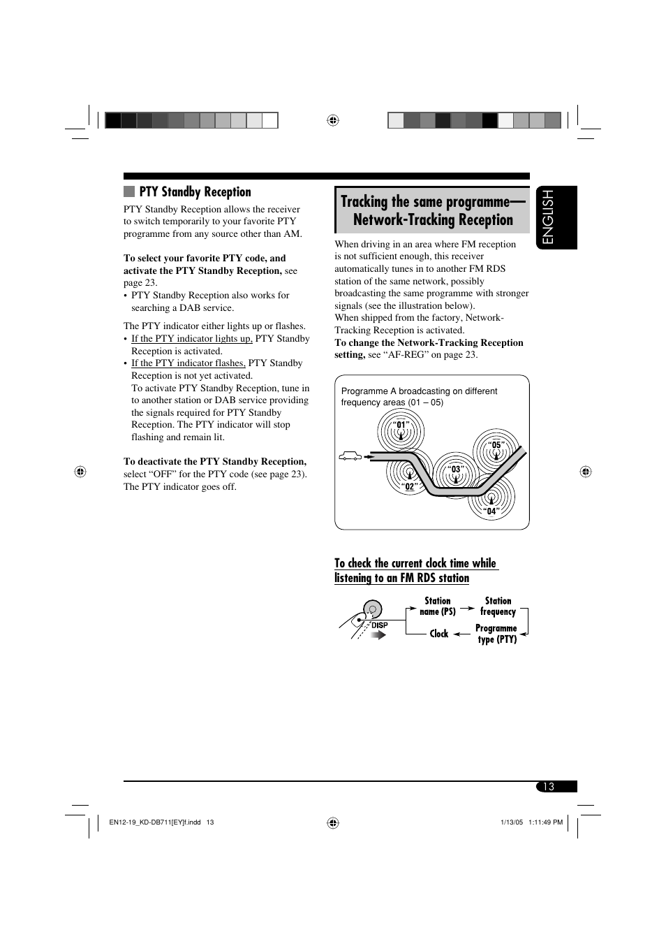 English, Pty standby reception | JVC KD-DB711 User Manual | Page 13 / 98