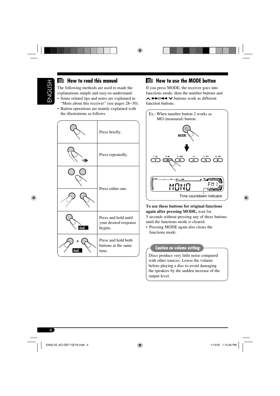 English how to use the mode button, How to read this manual | JVC KD-DB711 User Manual | Page 4 / 98