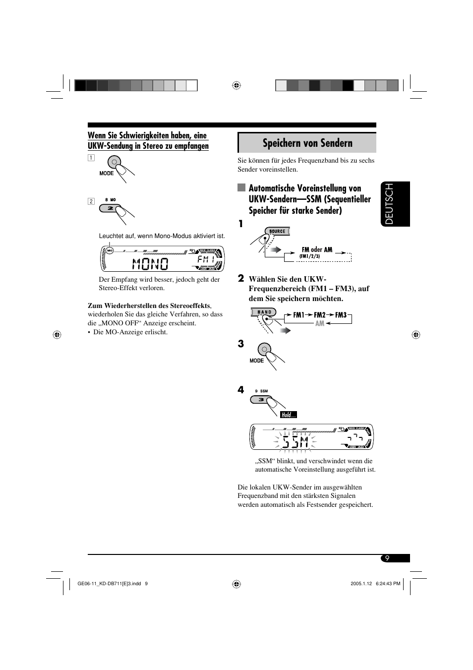 Speichern von sendern, Deutsch | JVC KD-DB711 User Manual | Page 41 / 98