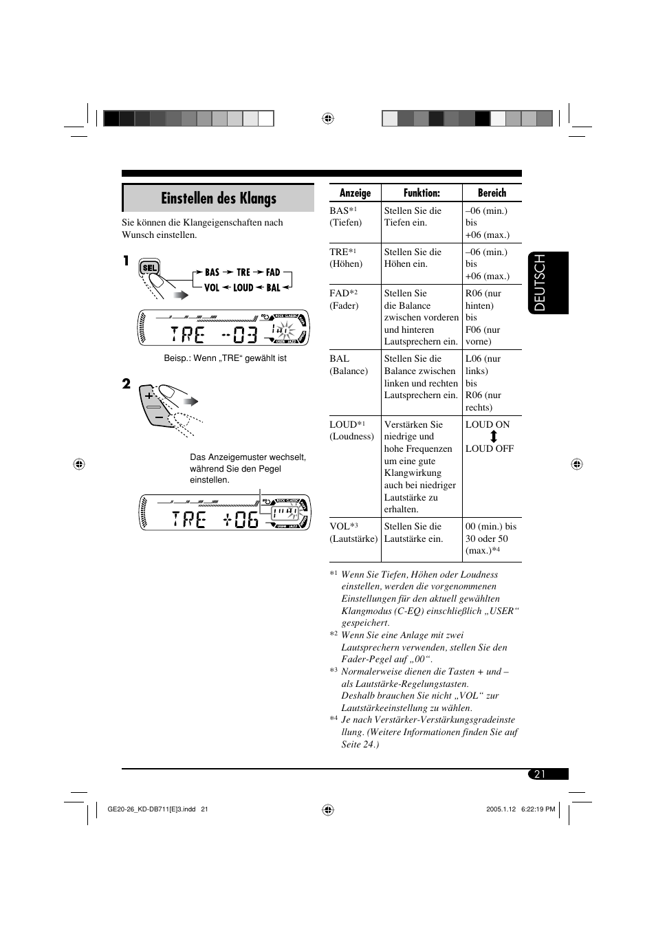 Einstellen des klangs, Deutsch | JVC KD-DB711 User Manual | Page 53 / 98