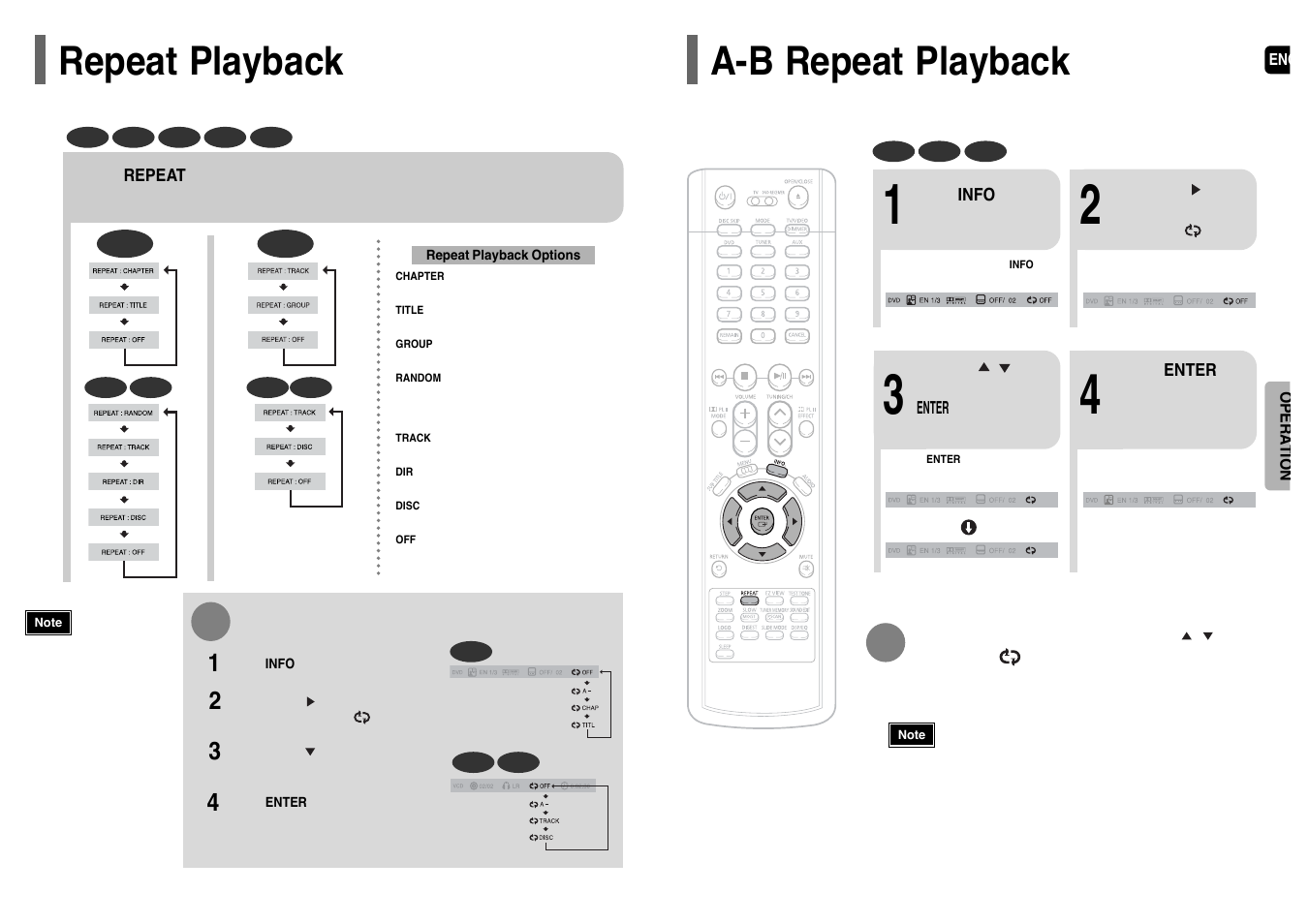 Repeat playback, A-b repeat playback, Repeat playback a-b repeat playback | Samsung HT-P38 User Manual | Page 17 / 36