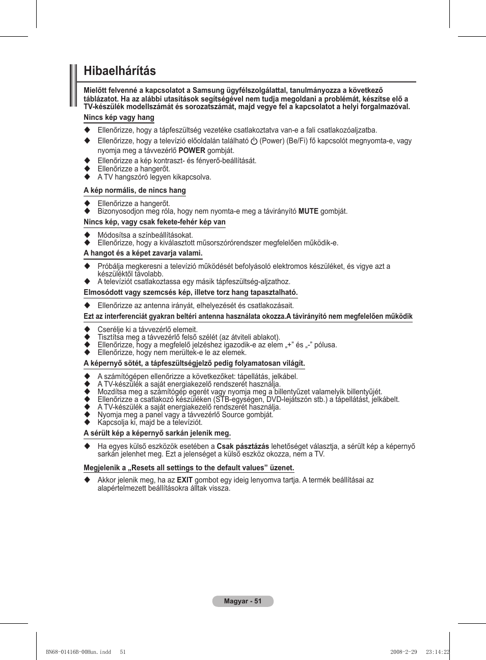 Hibaelhárítás | Samsung WMN5090A User Manual | Page 104 / 418